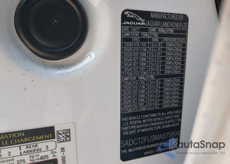 2021 Jaguar F-Pace R-Dynamic S P400 Awd Automatic from USA, damaged, VIN SADCT2FU9MA679894